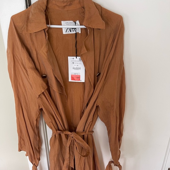 Zara Limited Edition Mustard Flowing Long Trench Coat - Picture 6 of 9